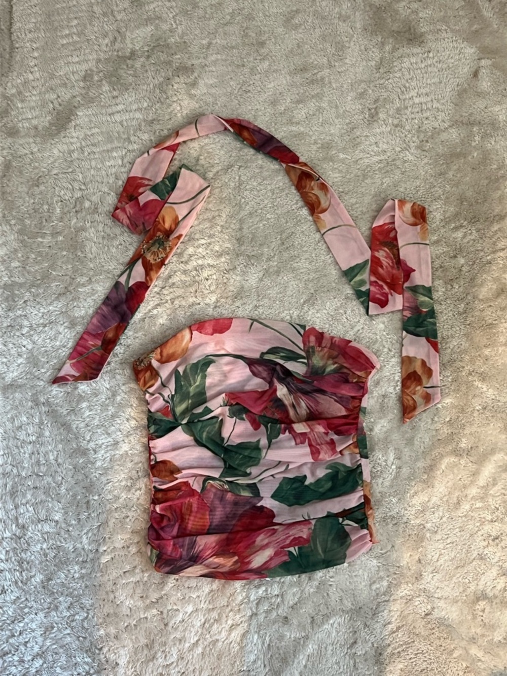 Peppermayo XXS Pink Floral Strapless Top With Scarf